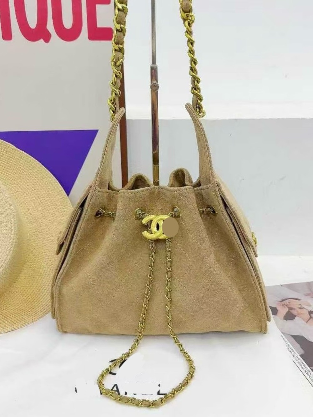 New women’s taupe fashion shoulder bag